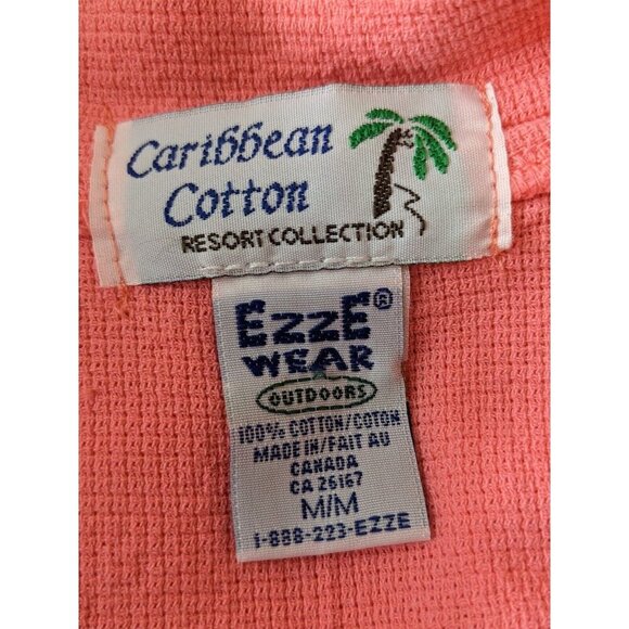 Womens Blazer Jacket Size Med Snap Front Caribbean Cotton Gauze Coral Pockets - Picture 6 of 6